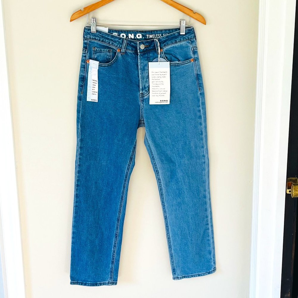 S.O.N.G. Song Denim Half & Half NWT Timeless Fit Straight Ankle Fit Size 5